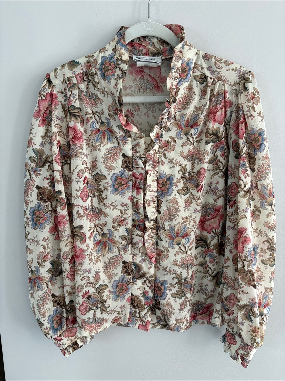 Vintage 80’s Floral ruffle blouse Teddi of California Size 12